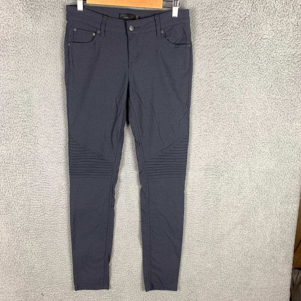 prAna Brenna Women's Moto Style Skinny Pants Size 6 in Dark Gray Outdoor Hiking